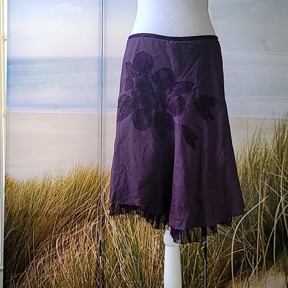 Free People Dresses & Skirts - Free People Purple Assymetrical Embroided Skirt